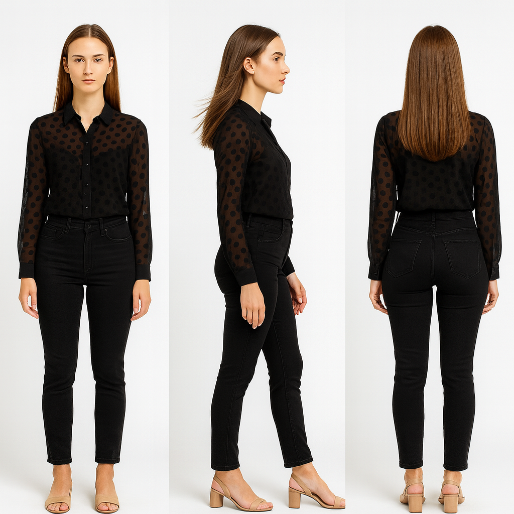 Women's Black Transparency Sheer Velvet-Leopard Shirt