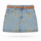 Light Blue Denim With All Over Yellow Floral Print