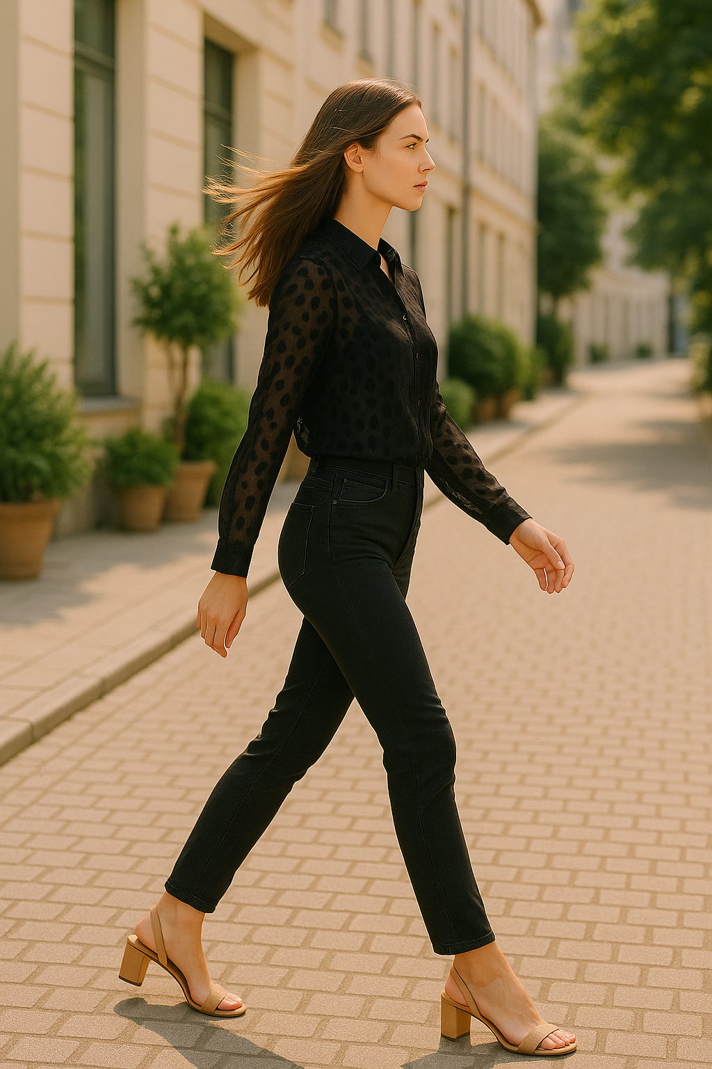 Women's Black Transparency Sheer Velvet-Leopard Shirt