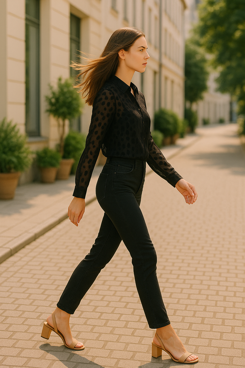Women's Black Transparency Sheer Velvet-Leopard Shirt