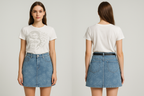 Floral Embroidered Denim Mini Skirt